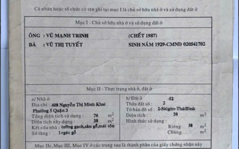 Bán nhà 408 Nguyễn Thị Minh Khai, Phường 3, Quận 3